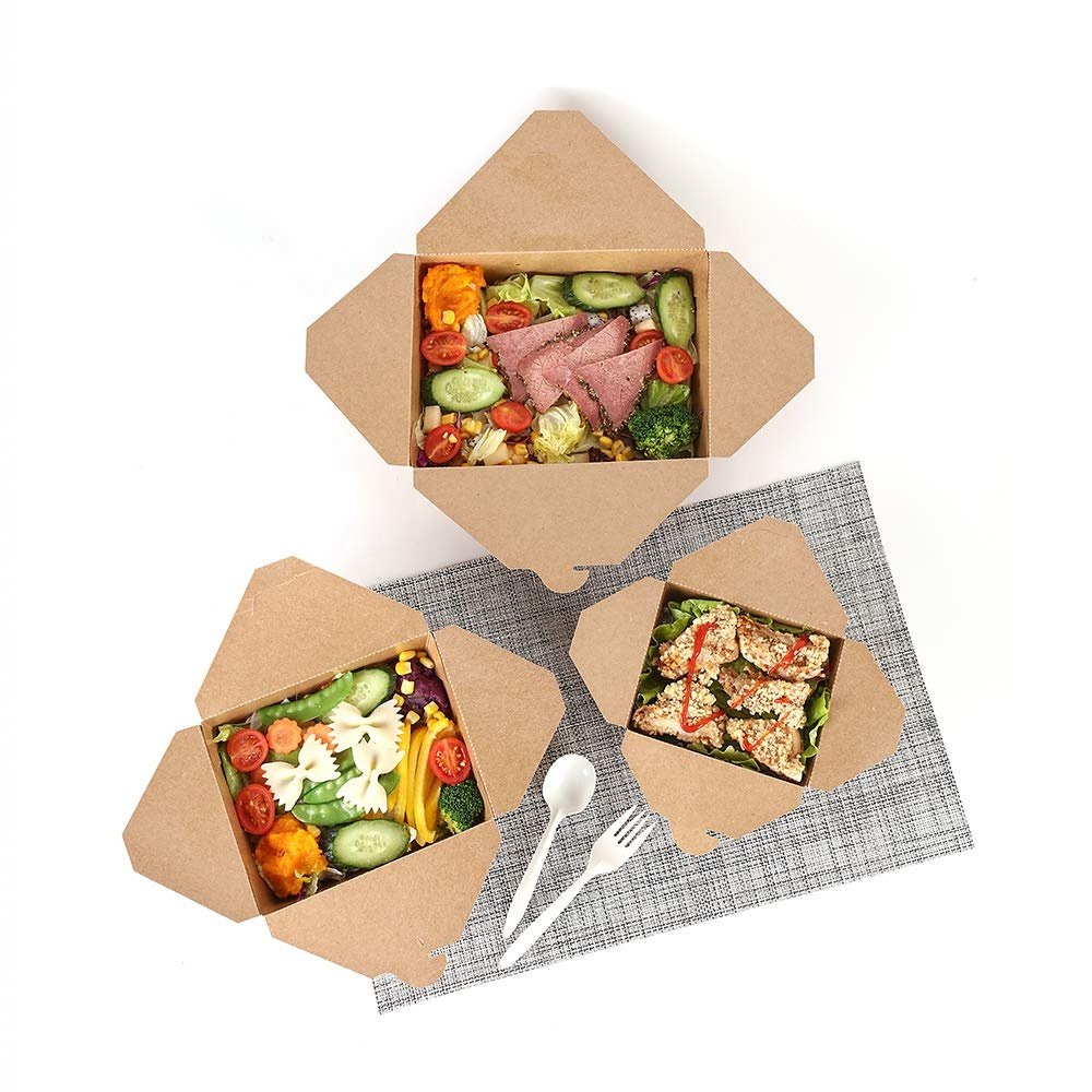 Eco-friendly Biodegradable Printed Paper Fast Food Disposable Packaging Take Out Box To Go Containers for Restaurant