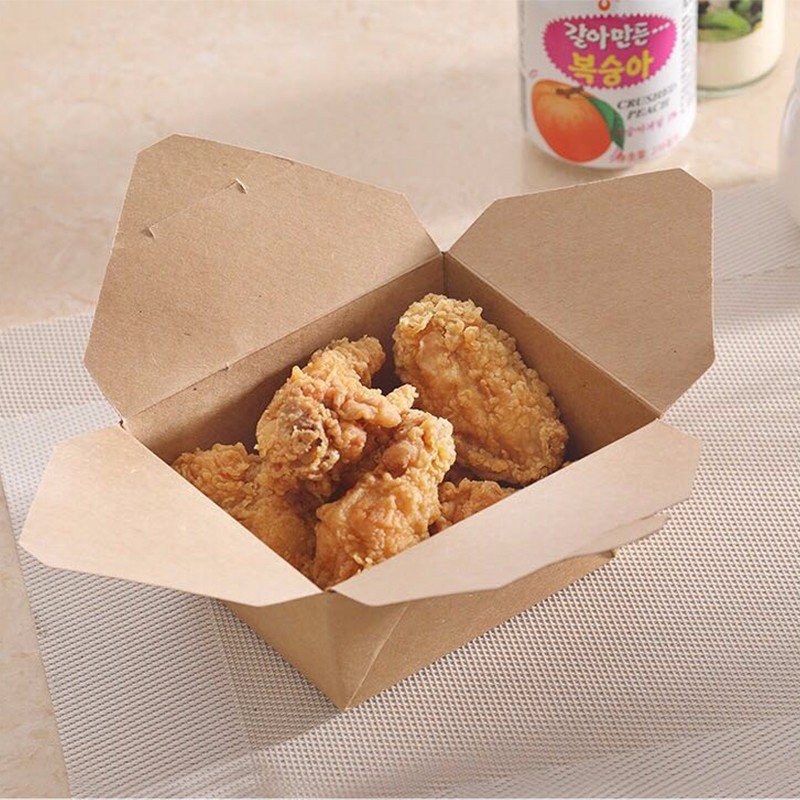 Eco-friendly Biodegradable Printed Paper Fast Food Disposable Packaging Take Out Box To Go Containers for Restaurant