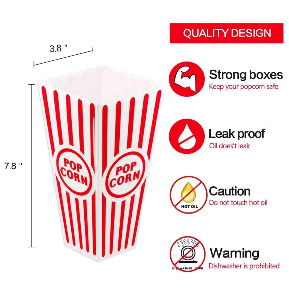 Red Striped Paper Popcorn Box Popcorn Packaging Boxes With Food Grade Paper Recycle