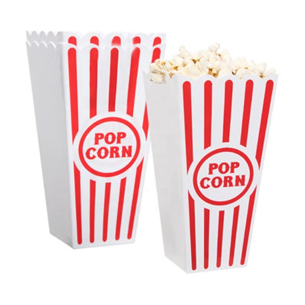Red Striped Paper Popcorn Box Popcorn Packaging Boxes With Food Grade Paper Recycle