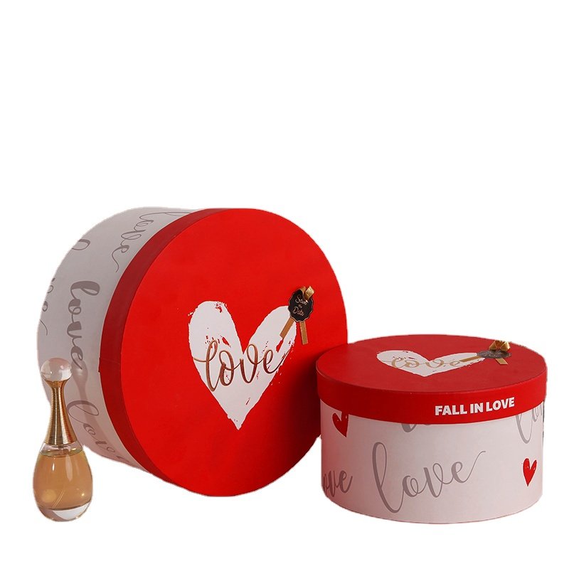 Top seller custom round paper gift box with heart bowknot