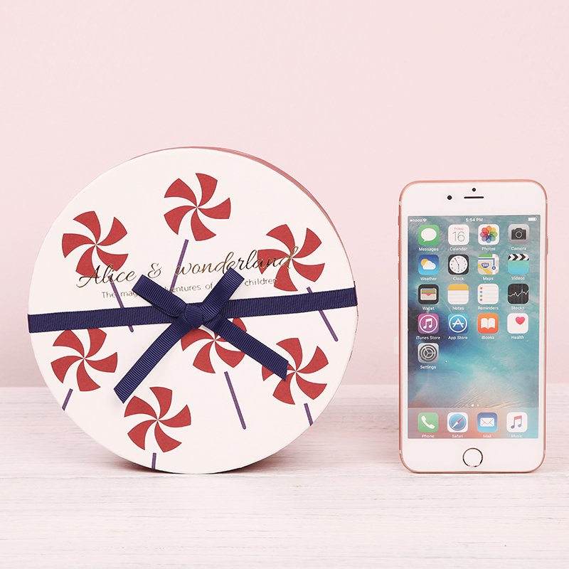 Top seller custom round paper gift box with heart bowknot