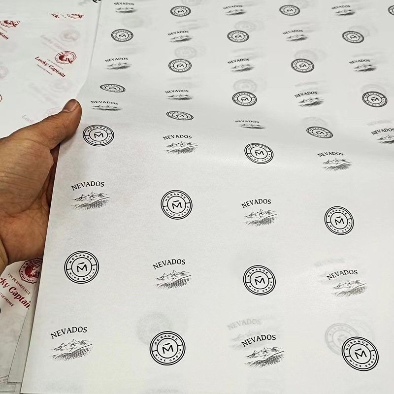 Custom Logo Gold Pink White Waterproof Fancy Packaging Tissue Paper Customised Uncoated Wax with Flower Design for Gift Wrapping