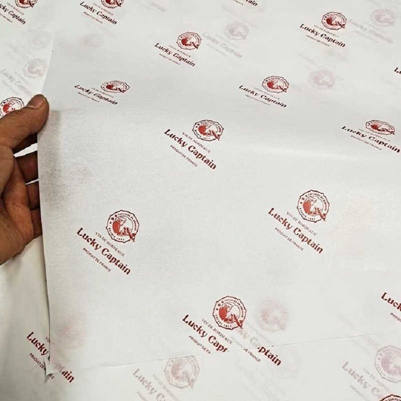 Custom Logo Gold Pink White Waterproof Fancy Packaging Tissue Paper Customised Uncoated Wax with Flower Design for Gift Wrapping