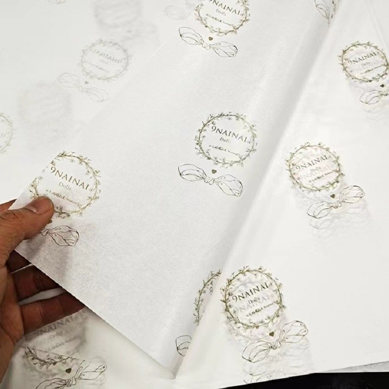 Custom Logo Gold Pink White Waterproof Fancy Packaging Tissue Paper Customised Uncoated Wax with Flower Design for Gift Wrapping