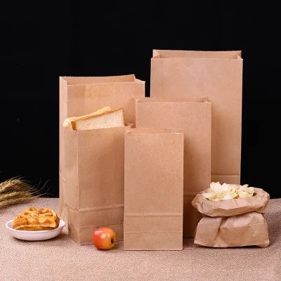 Square Bottom Biodegradable Paper Gift Shopping Bag Brown Kraft Paper Bag