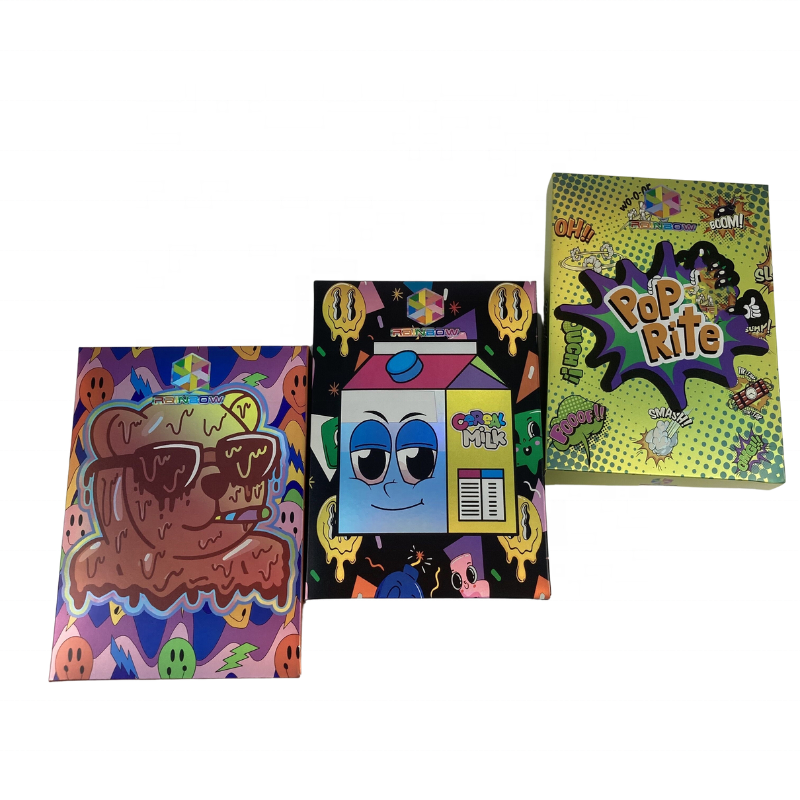 Custom 3.5g holographic cardboard paper box for 8th dry flower mylar bags packaging