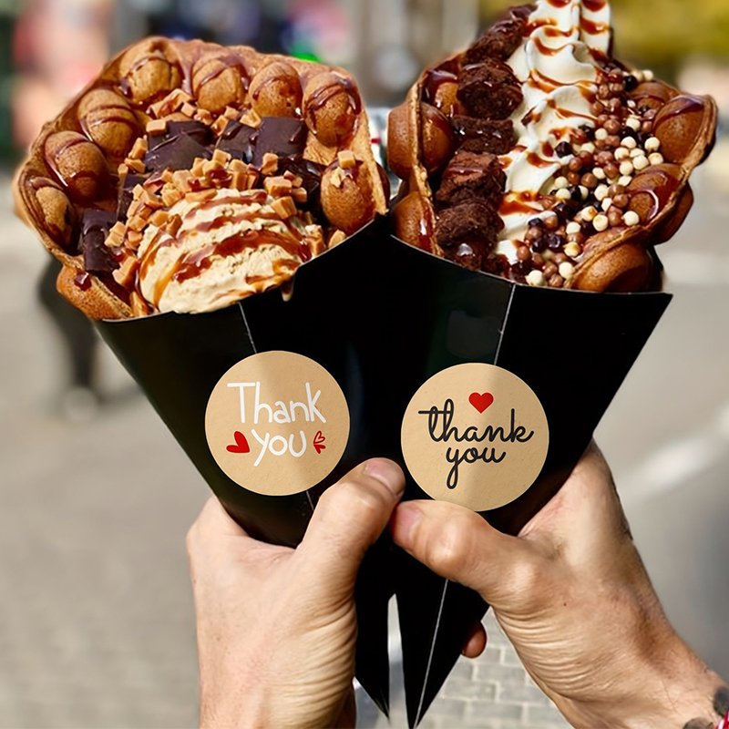 Recyclable Food Grade Street Snack Egg Waffle Holder Paper Packaging Cone Chip Egg Bubble Waffle Packaging Food Container Box