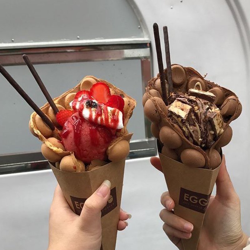 Recyclable Food Grade Street Snack Egg Waffle Holder Paper Packaging Cone Chip Egg Bubble Waffle Packaging Food Container Box