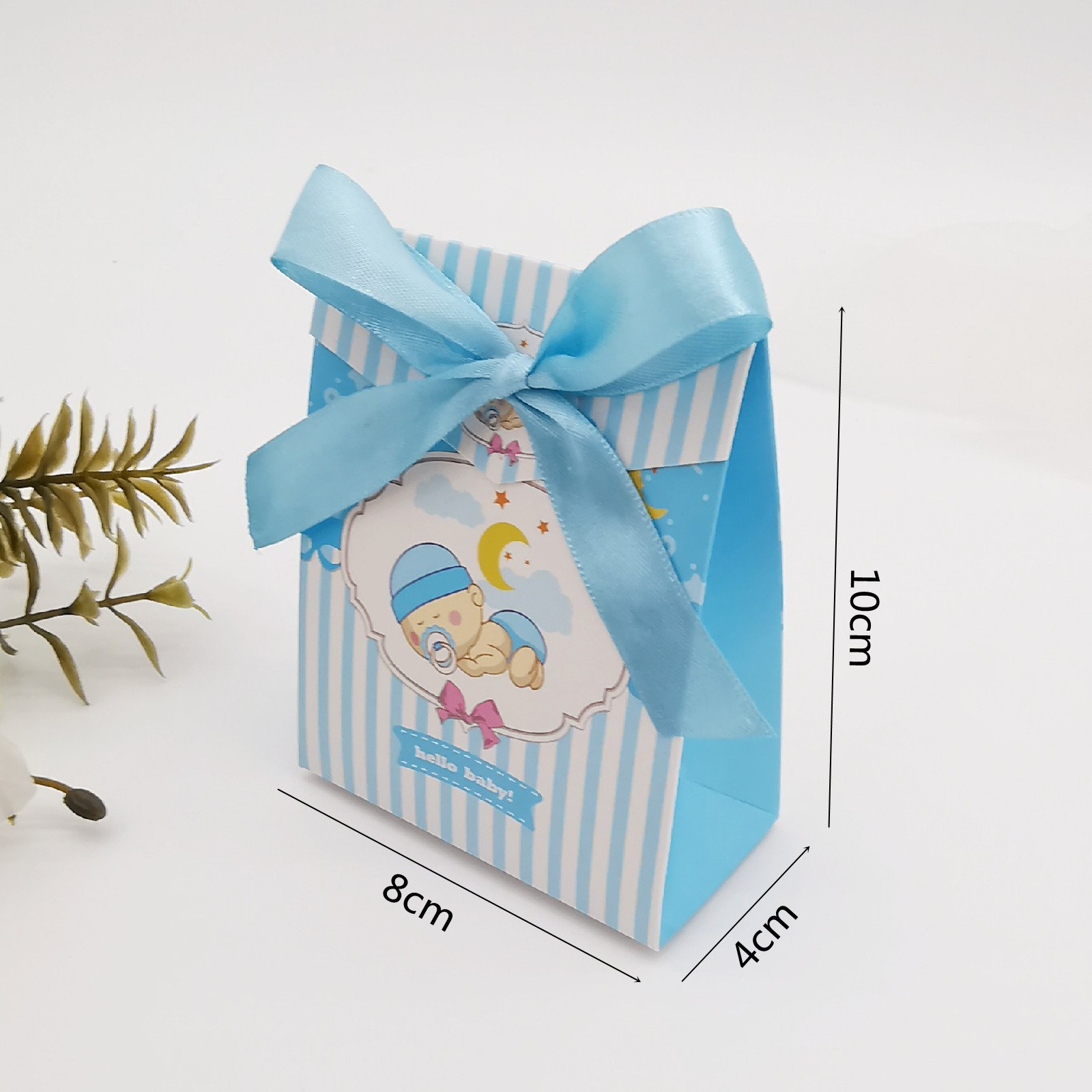 European design mini simple paper candy gift box with ribbon for baby birthday