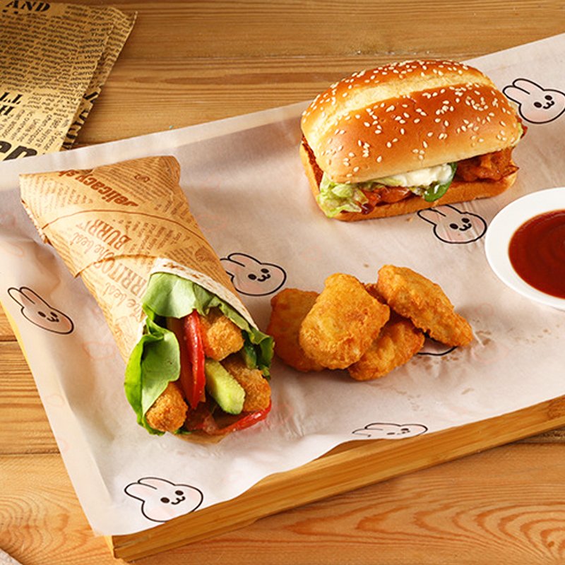 Wholesale 3000pcs sandwich burger greaseproof paper hamburger bread wrapping paper disposable food baking packaging paper
