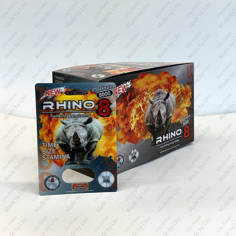 Wholesale Rhino Sex Pills for Men Erectile Dysfunction Male Sexual Enhancement Pill Single Blister Card Display Box Packaging