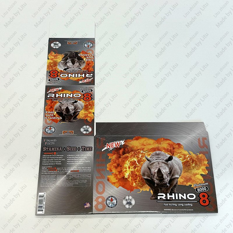 Wholesale Rhino Sex Pills for Men Erectile Dysfunction Male Sexual Enhancement Pill Single Blister Card Display Box Packaging