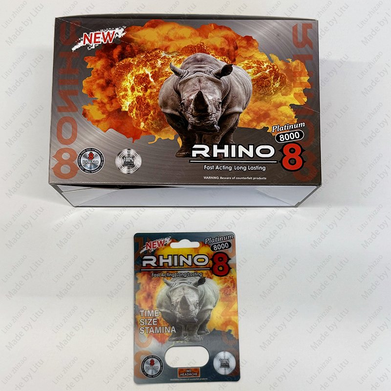 Wholesale Rhino Sex Pills for Men Erectile Dysfunction Male Sexual Enhancement Pill Single Blister Card Display Box Packaging