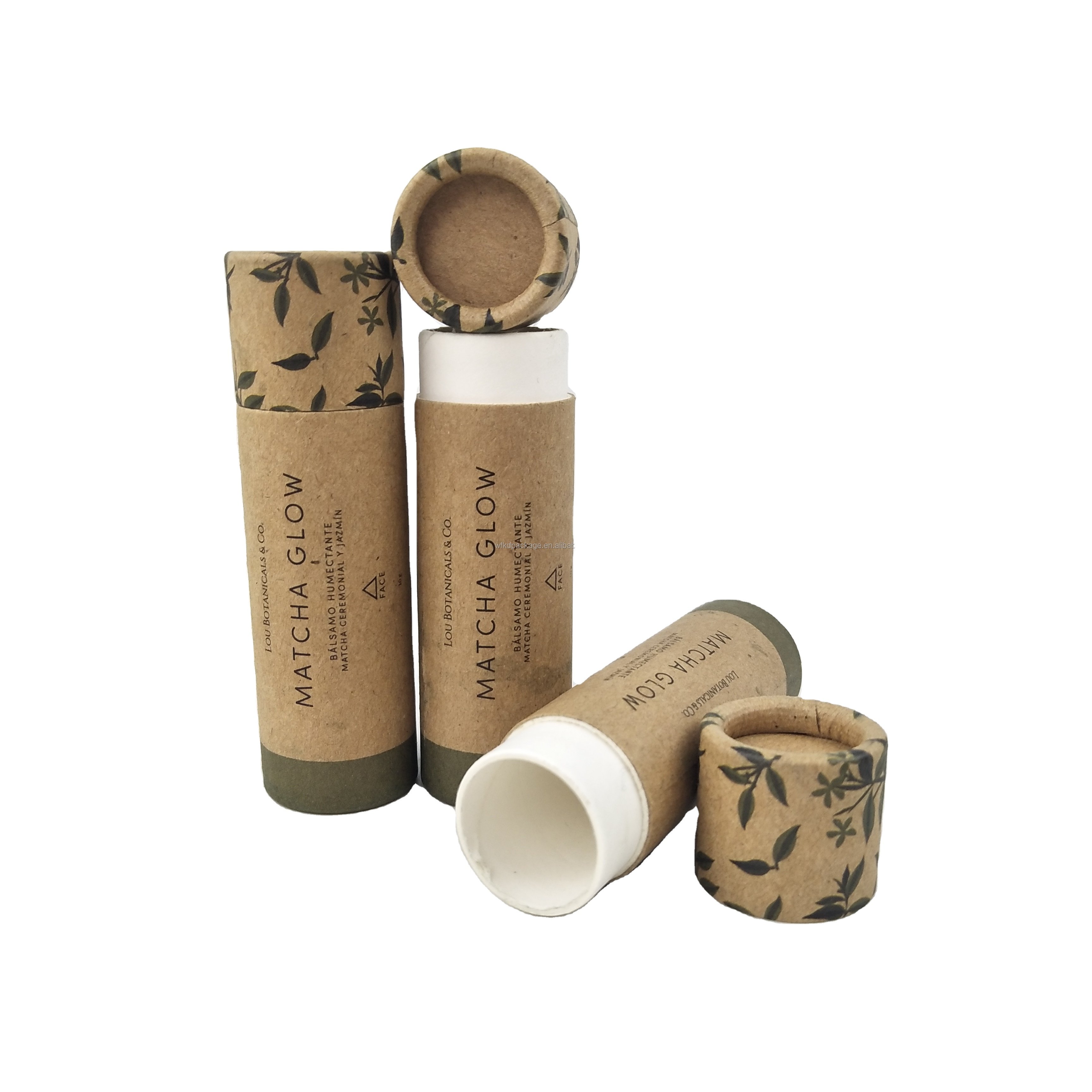 Custom Brand Design Biodegradable Kraft Cardboard Push up Deodorant Stick Container Compostable Paper Lip Balm Tube Packaging