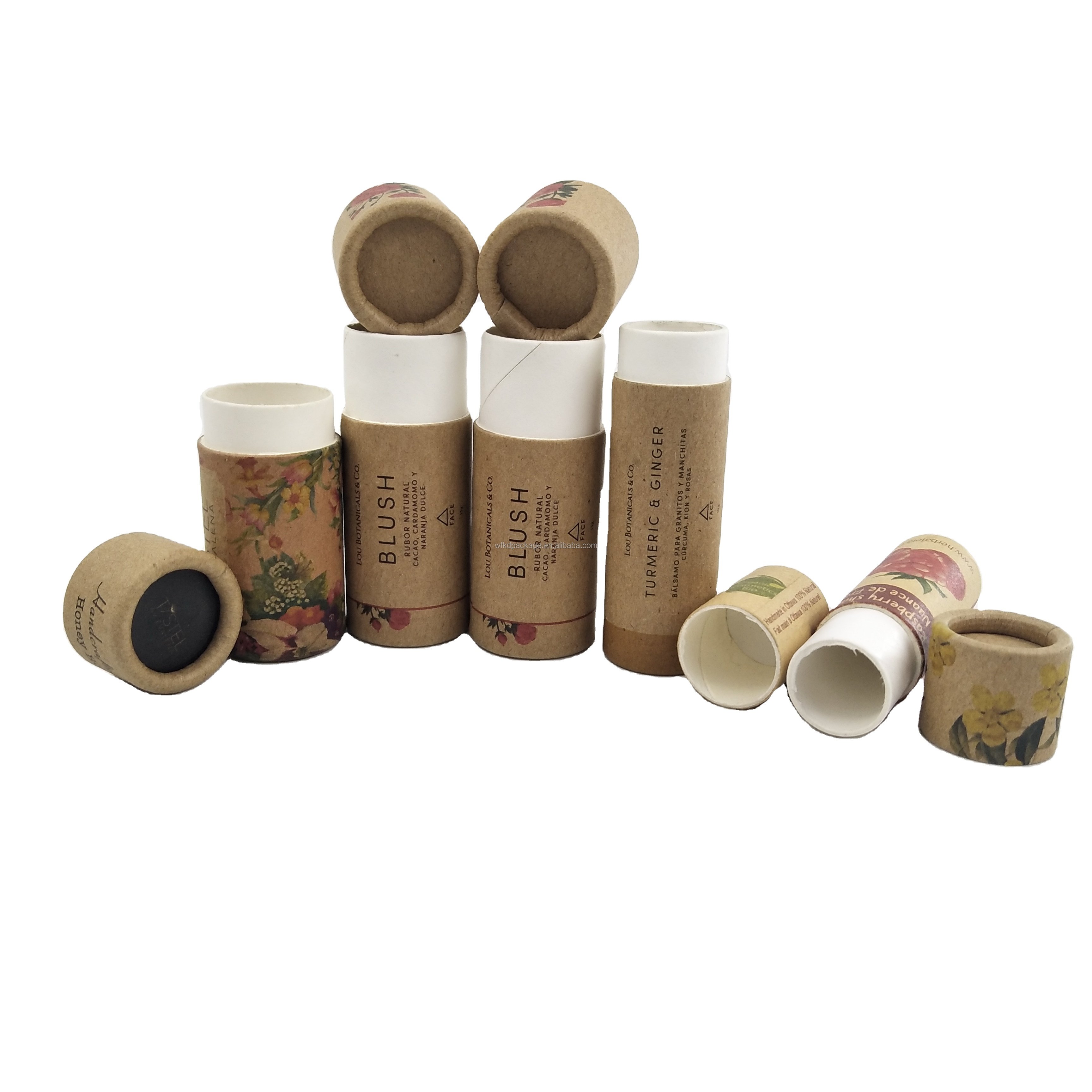 Custom Brand Design Biodegradable Kraft Cardboard Push up Deodorant Stick Container Compostable Paper Lip Balm Tube Packaging
