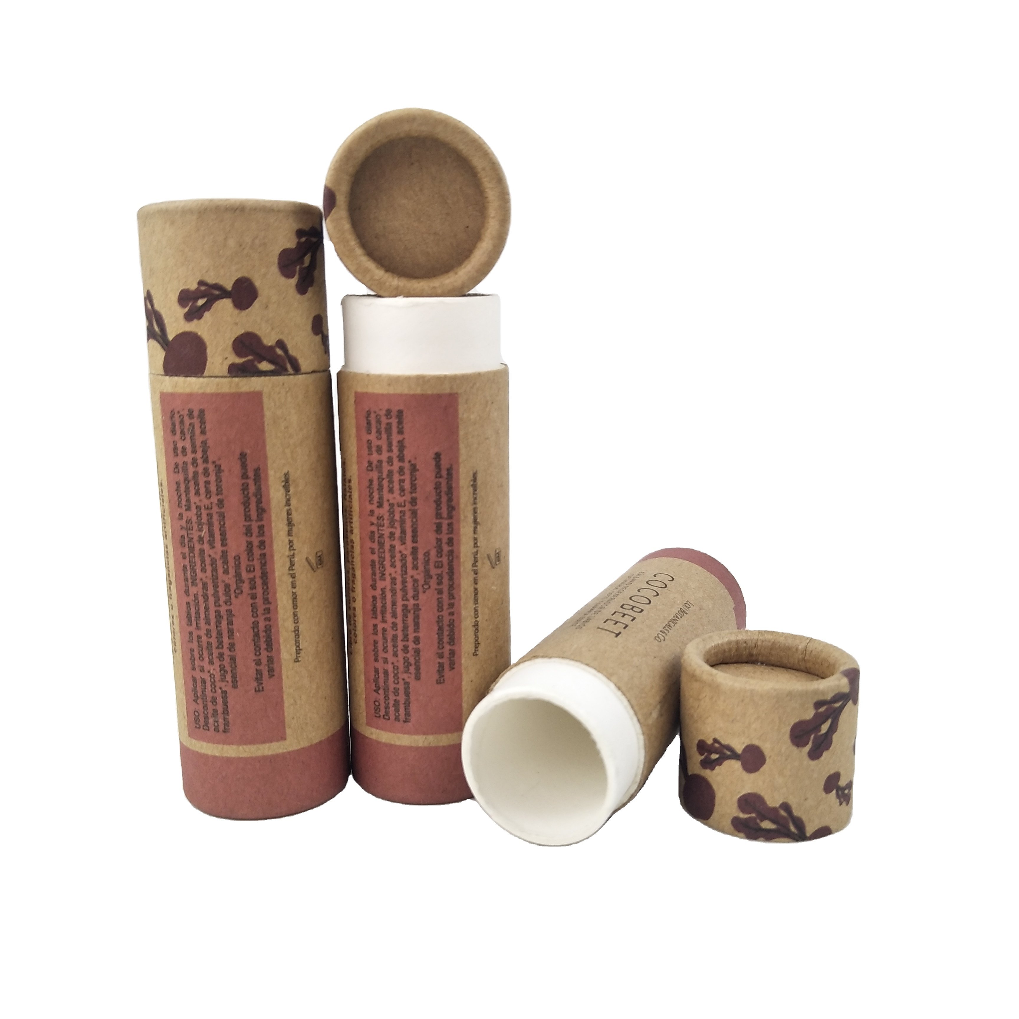 Custom Brand Design Biodegradable Kraft Cardboard Push up Deodorant Stick Container Compostable Paper Lip Balm Tube Packaging