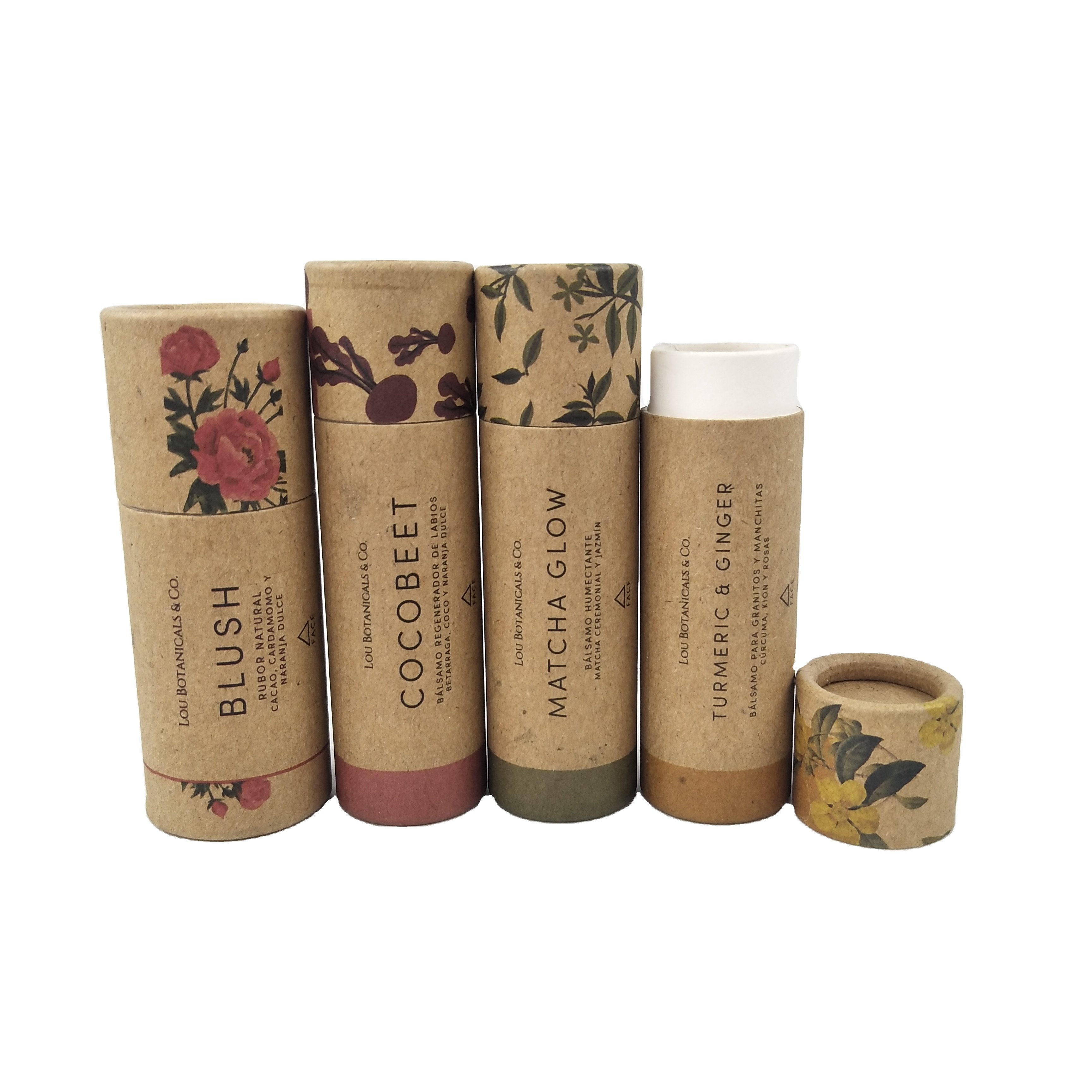 Custom Brand Design Biodegradable Kraft Cardboard Push up Deodorant Stick Container Compostable Paper Lip Balm Tube Packaging