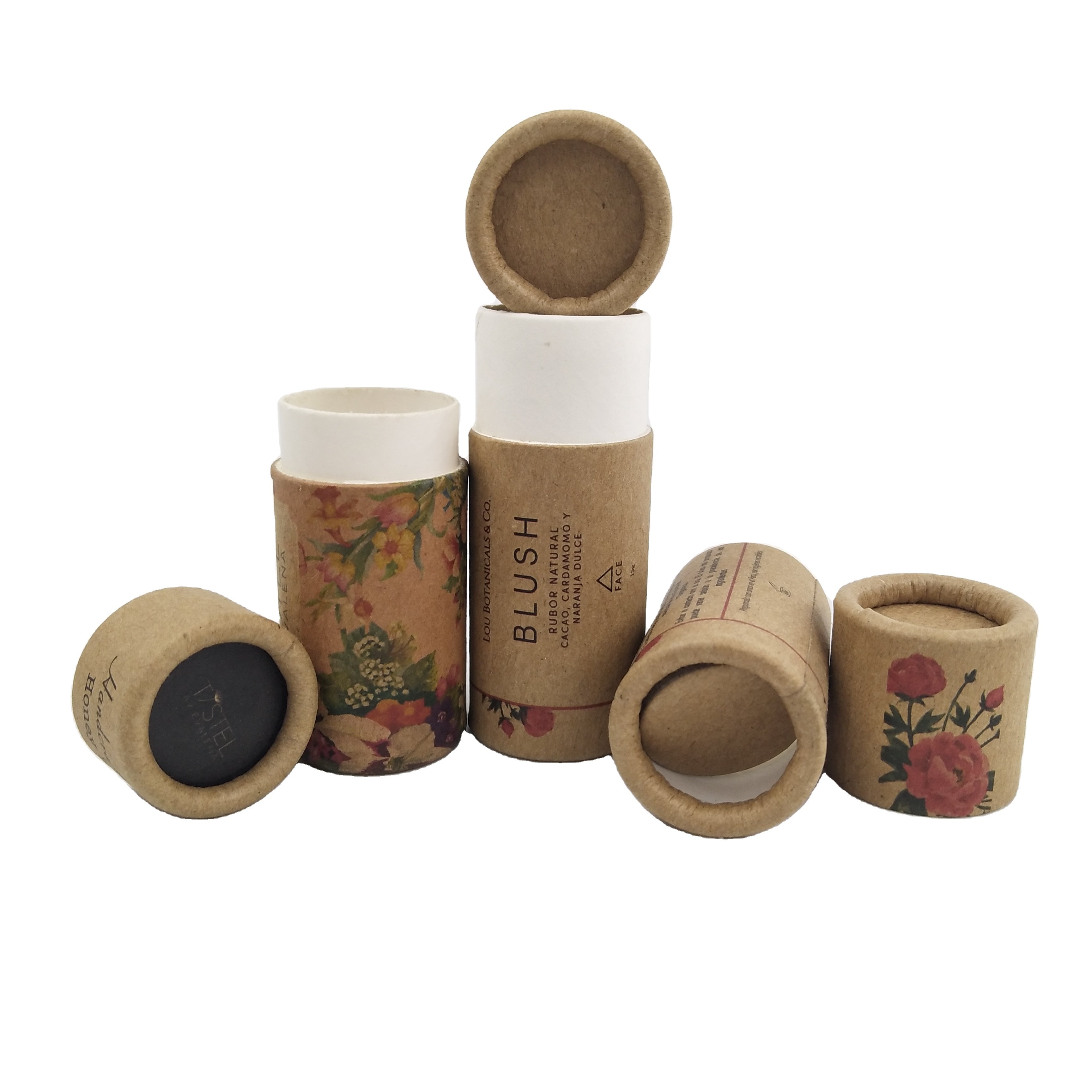 Custom Brand Design Biodegradable Kraft Cardboard Push up Deodorant Stick Container Compostable Paper Lip Balm Tube Packaging