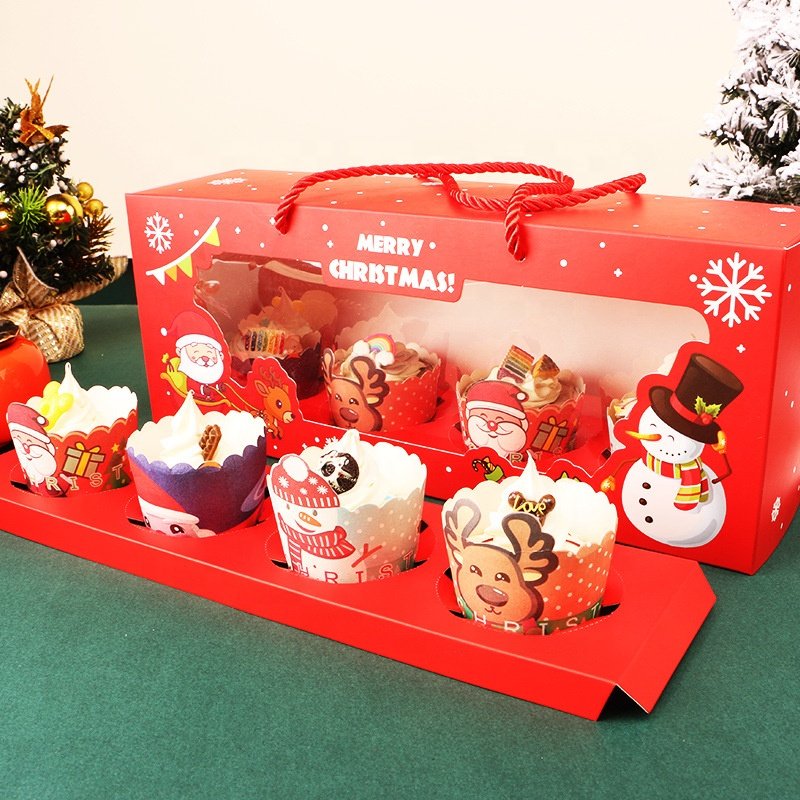 Wholesale custom white kraft paper bakery donut birthday christmas tiered tall cakebox wedding favor cupcake packaging cake box