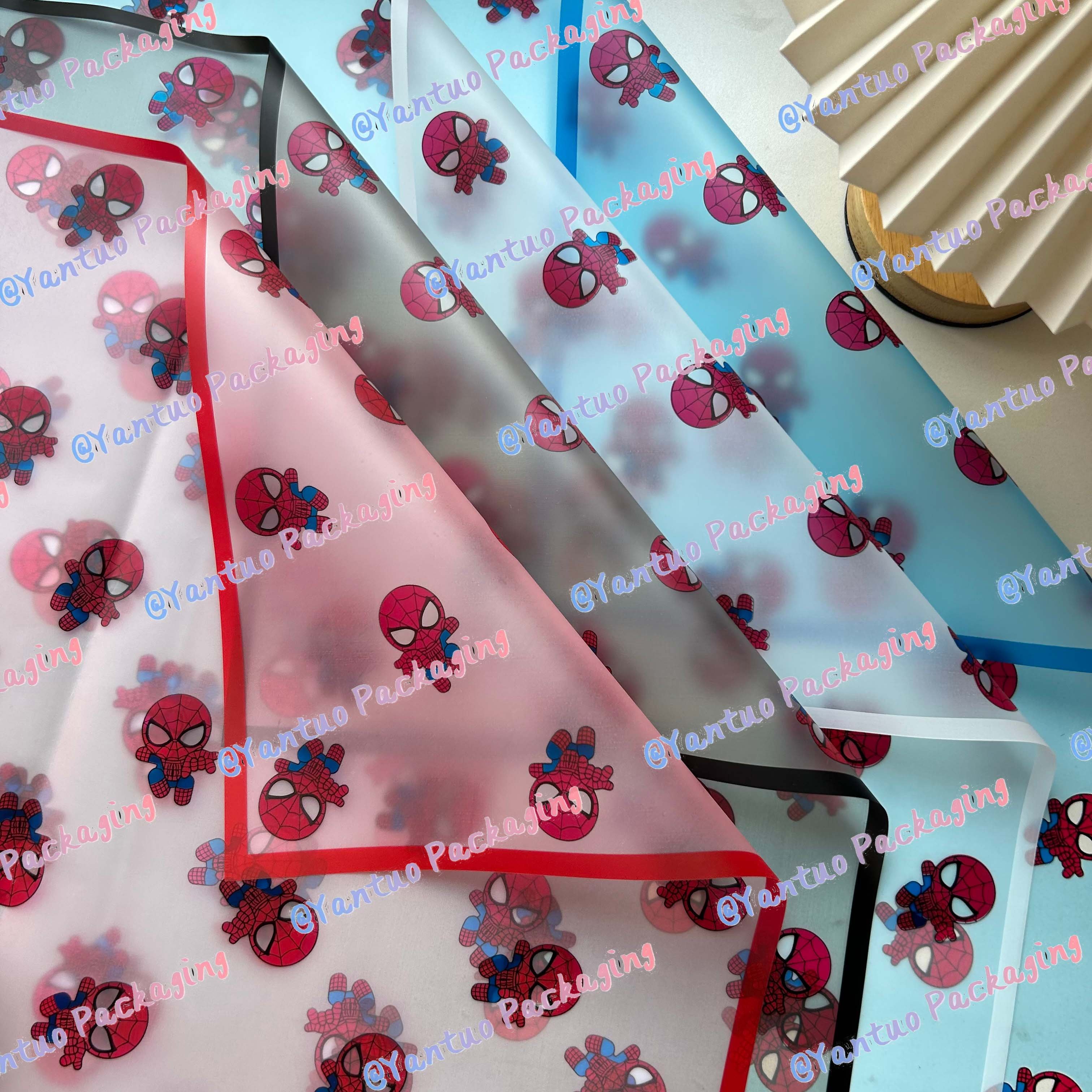 Halloween New Design Spider-Man Flower Wrapping Paper 20 Sheets/Pack Translucent Waterproof Wrapping Paper for bouquet