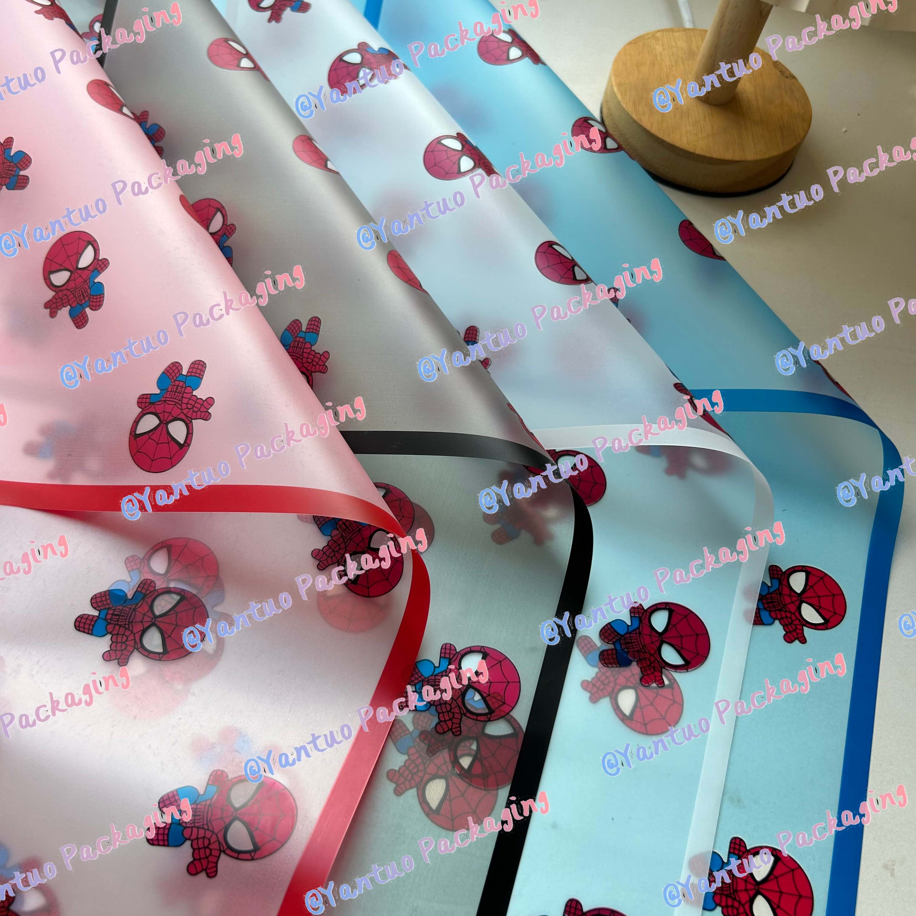 Halloween New Design Spider-Man Flower Wrapping Paper 20 Sheets/Pack Translucent Waterproof Wrapping Paper for bouquet
