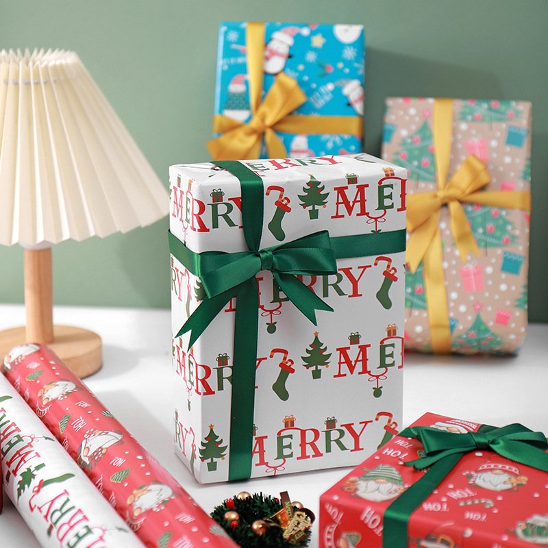 New Christmas Copperplate Packaging Paper Cute Cartoon Christmas Gift Wrapping Paper