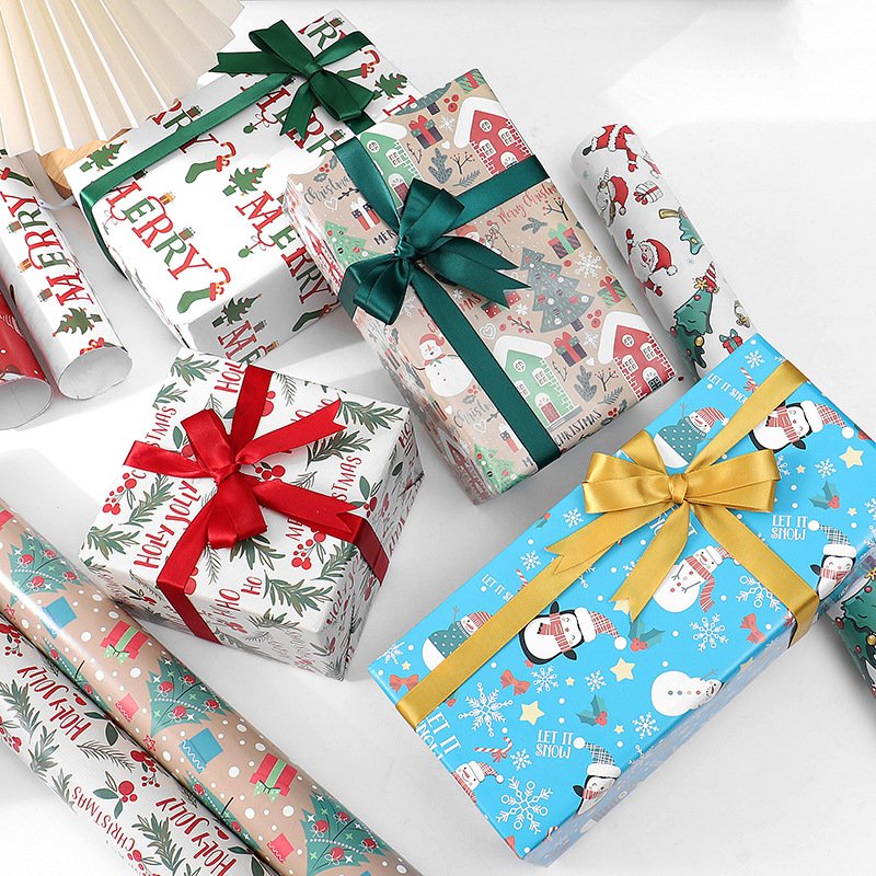 New Christmas Copperplate Packaging Paper Cute Cartoon Christmas Gift Wrapping Paper