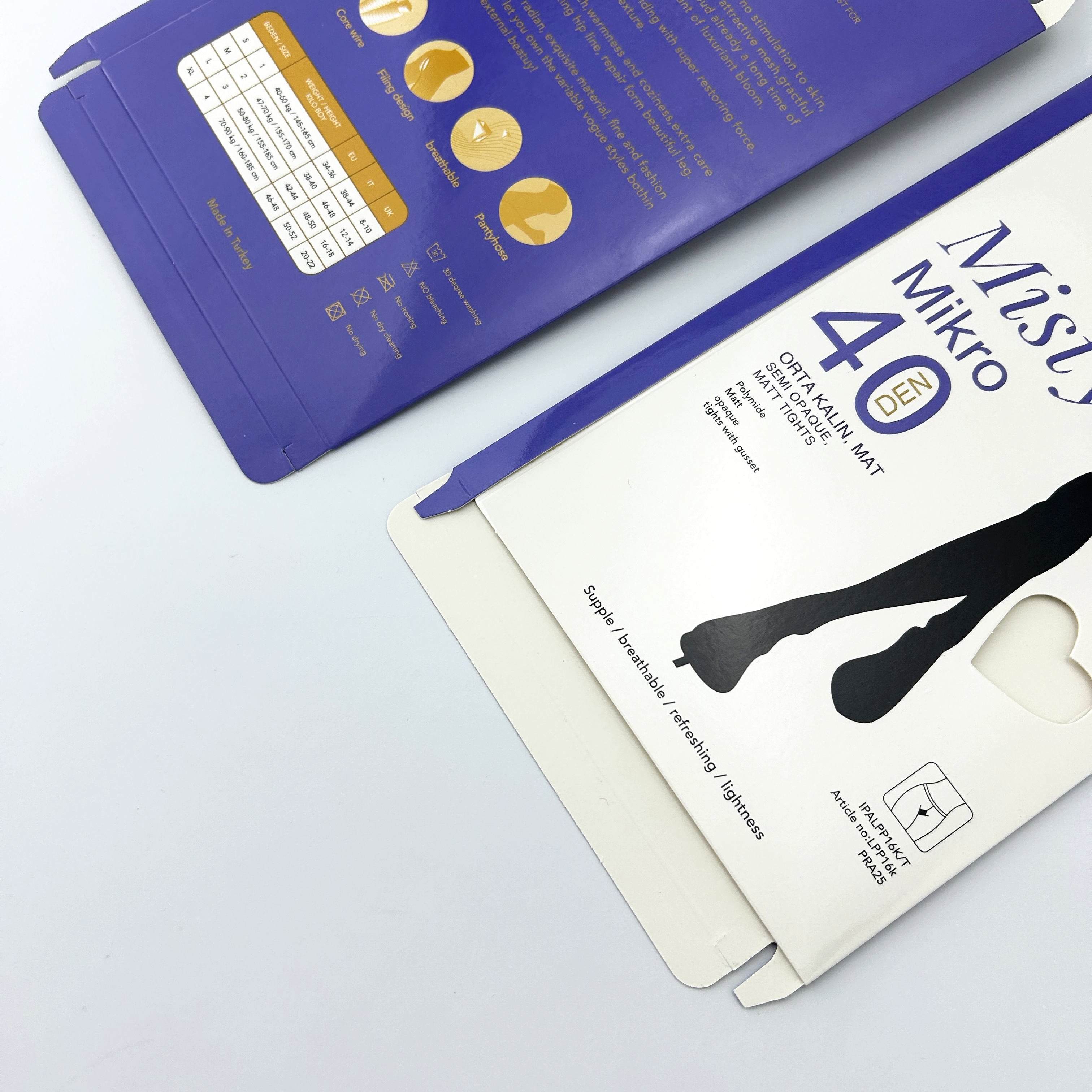 Low price OEM package box thin paper packaging boxes for silk stockings retail pantyhose package
