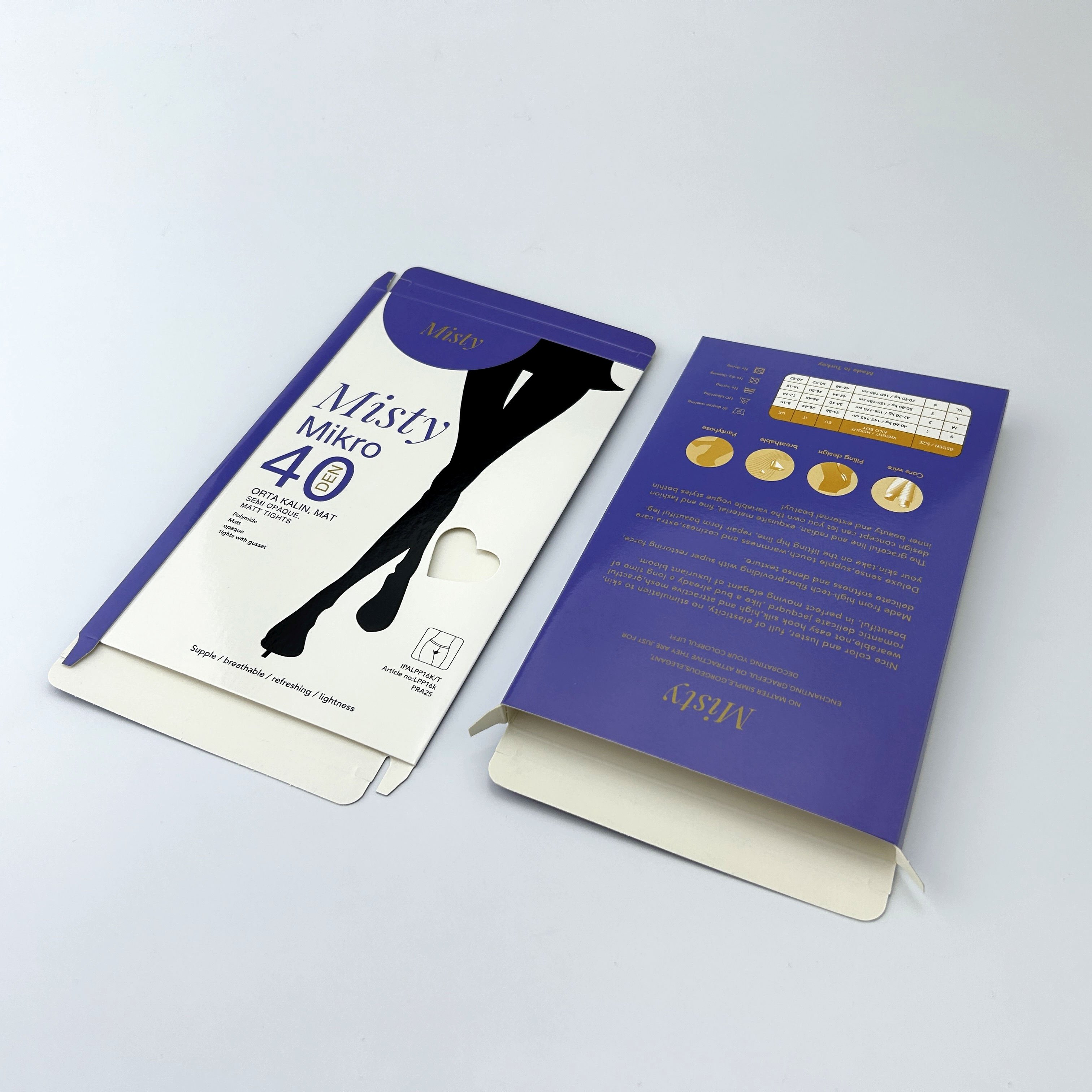 Low price OEM package box thin paper packaging boxes for silk stockings retail pantyhose package