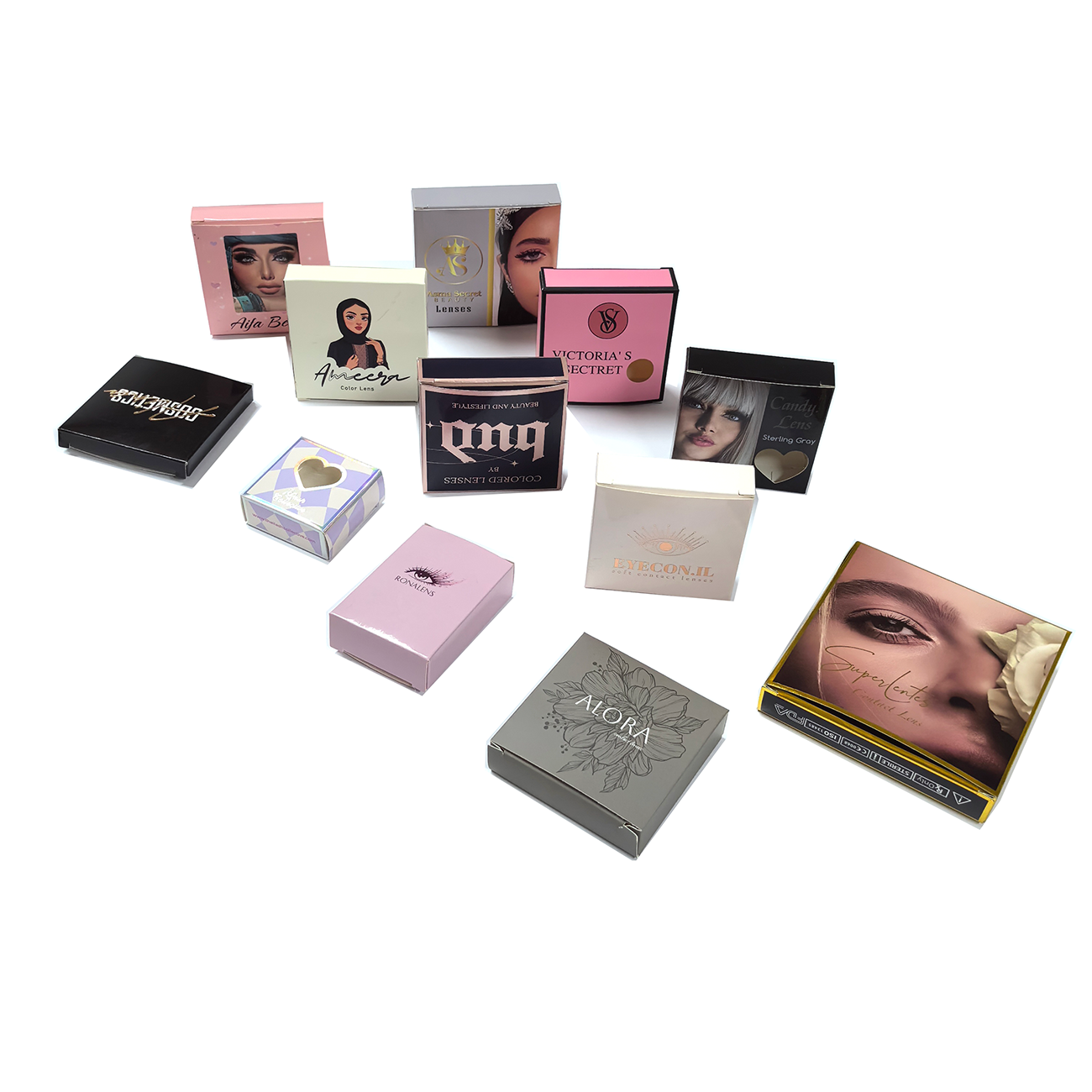New fashion contact lenses box with private logo for colored contact lenses packaging paper lenses box