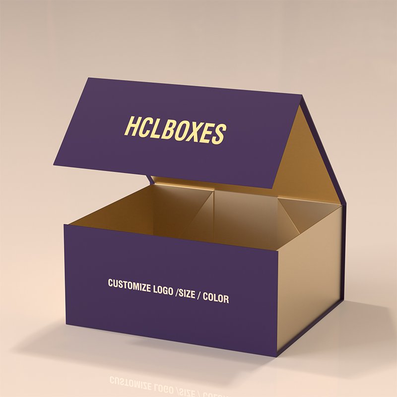 Custom Logo Printing Empty Rigid paper Magnetic Lid Jewelry Cosmetic Clothing Wig packaging Folding Gift Box