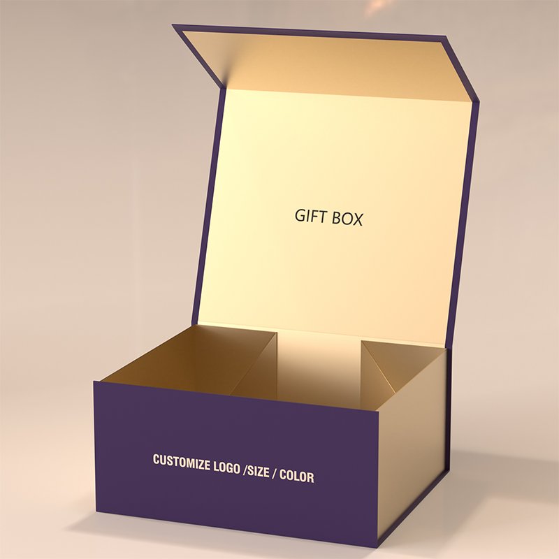 Custom Logo Printing Empty Rigid paper Magnetic Lid Jewelry Cosmetic Clothing Wig packaging Folding Gift Box