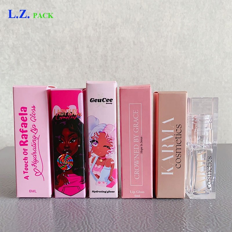 LZ Pack 100PCS 350g Luxury Holographic Custom Lipstick Box Packaging DIY Custom Packaging Lipgloss Boxes For Cosmetic