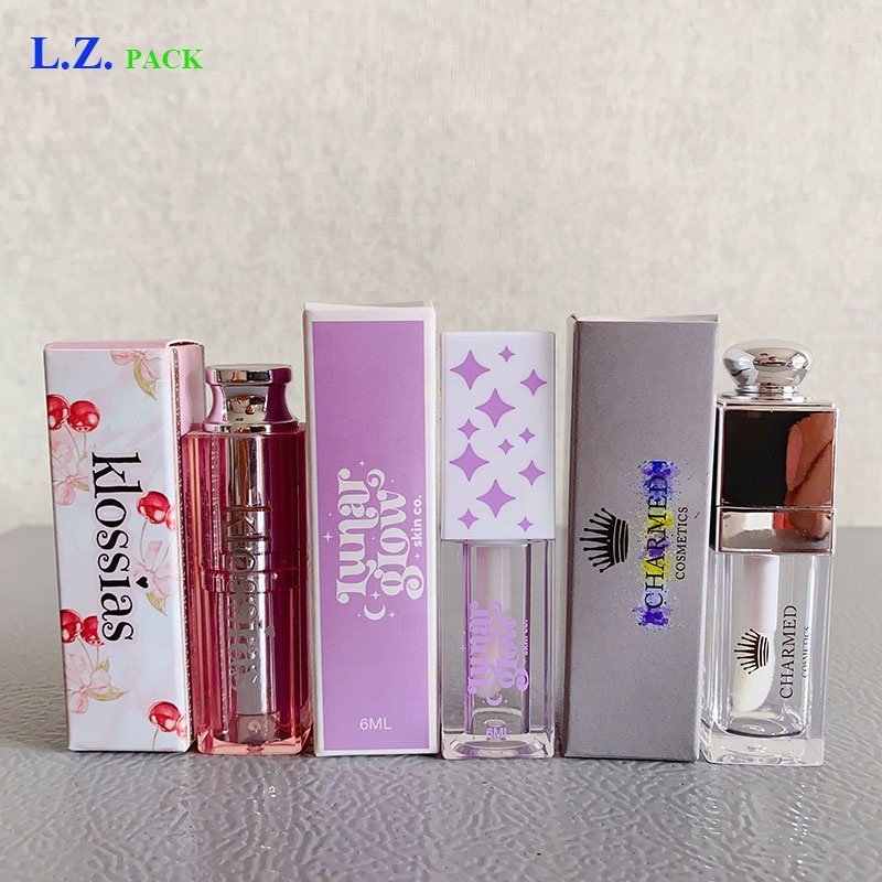 LZ Pack 100PCS 350g Luxury Holographic Custom Lipstick Box Packaging DIY Custom Packaging Lipgloss Boxes For Cosmetic