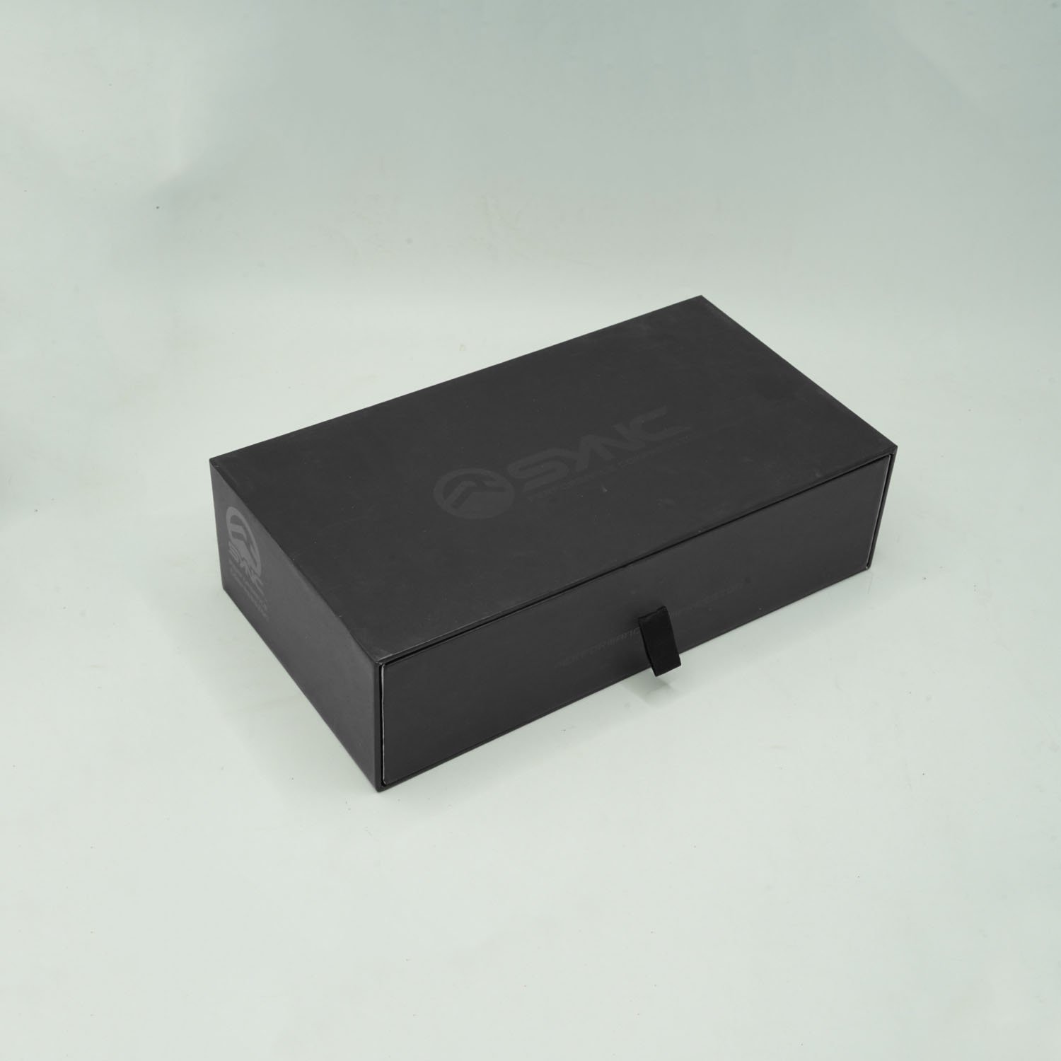 Fashion Slide Paper Boxes Custom Logo Black Sliding Drawer Box Packaging