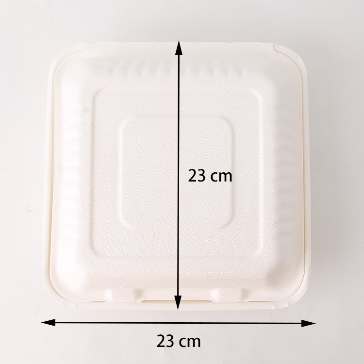 Disposable ecopack food rectangular thickened oil-proof food container primary color bagasse takeaway paper packaging boxes