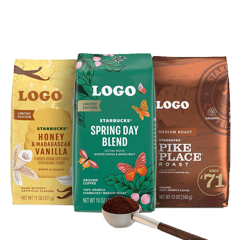 Block Bottom Bean Coffee Packaging Bag With Valve And Zipper