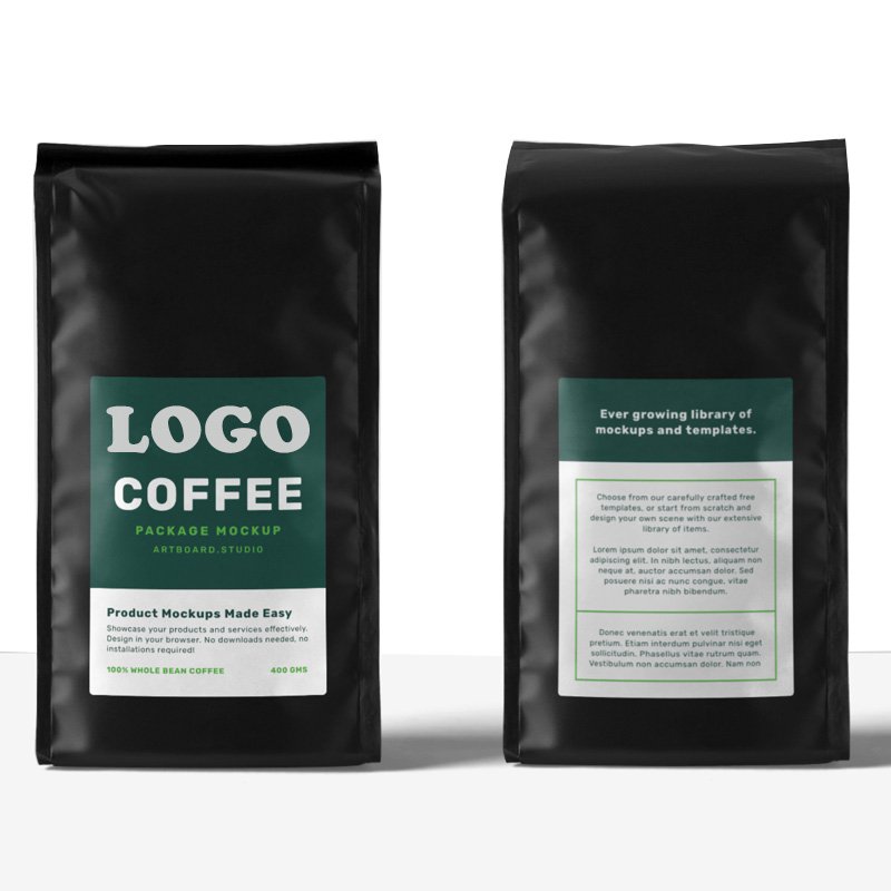 Block Bottom Bean Coffee Packaging Bag With Valve And Zipper