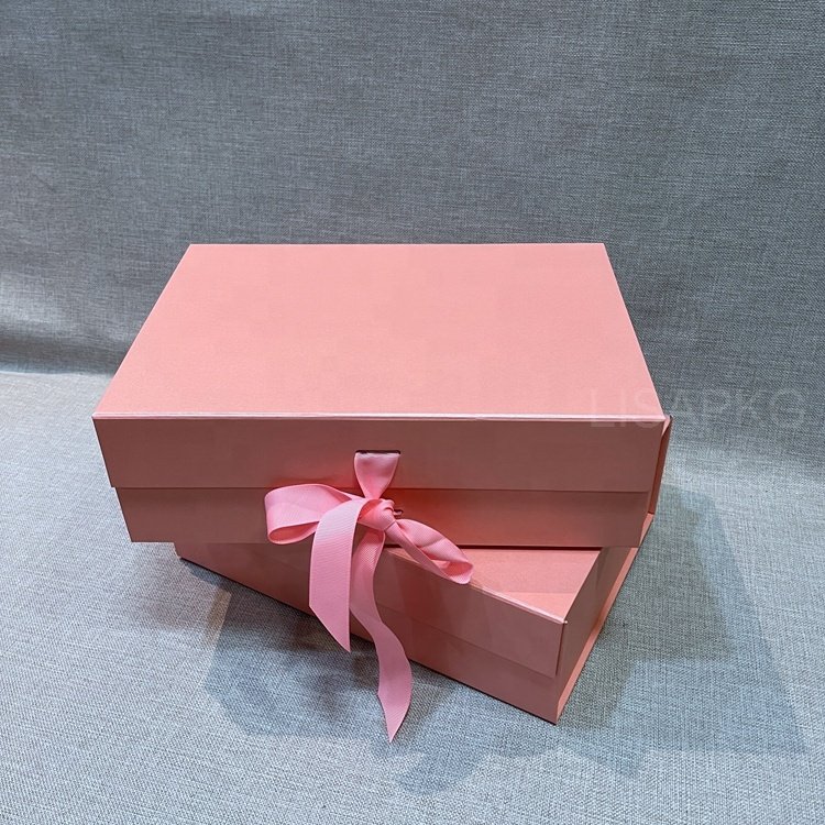 wholesale custom pink luxury virgin hair extension packaging box WIRH RIBBON CLOSURE