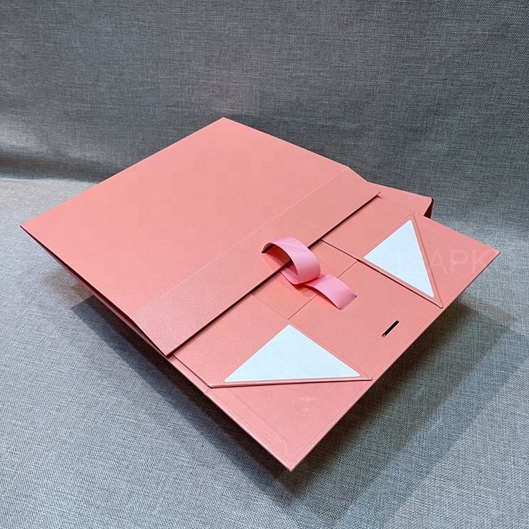 wholesale custom pink luxury virgin hair extension packaging box WIRH RIBBON CLOSURE
