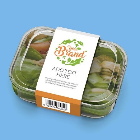 Custom Printed Recycled Paper Cardboard Wrap Around Label Ready To Eat Prep Meal Food Packaging Sleeve for Bowl Container