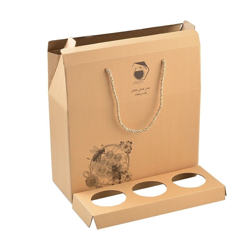 Custom Eco Kraft Packing Honey Jar Paper Packaging Carrier Box With Corrugated Insert