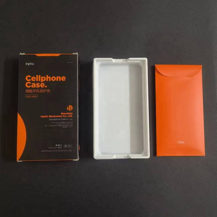 Customize Plain Paper Box with White Blister Tray Packaging for mobile Cellphone Case and Screen Tempered Glass Protector