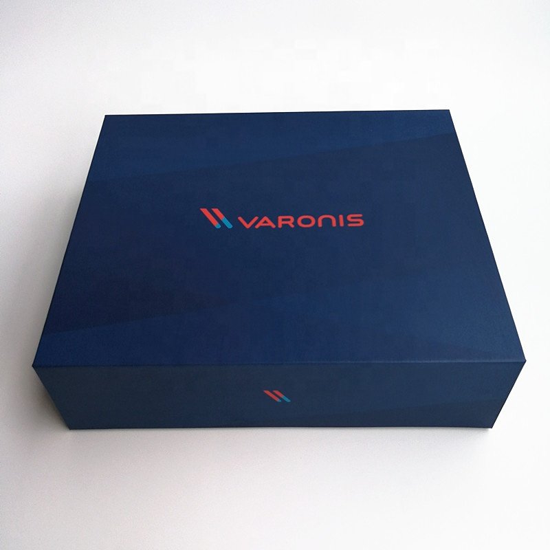 Factory direct sales navy blue cosmetics gift box with blister inner support
