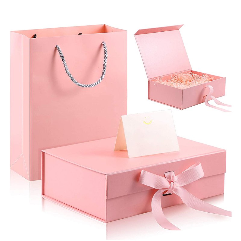 Custom HOT Luxury Magnetic Gift Box Packaging Ribbon Handle Folding Magnetic Closure Gift Boxes