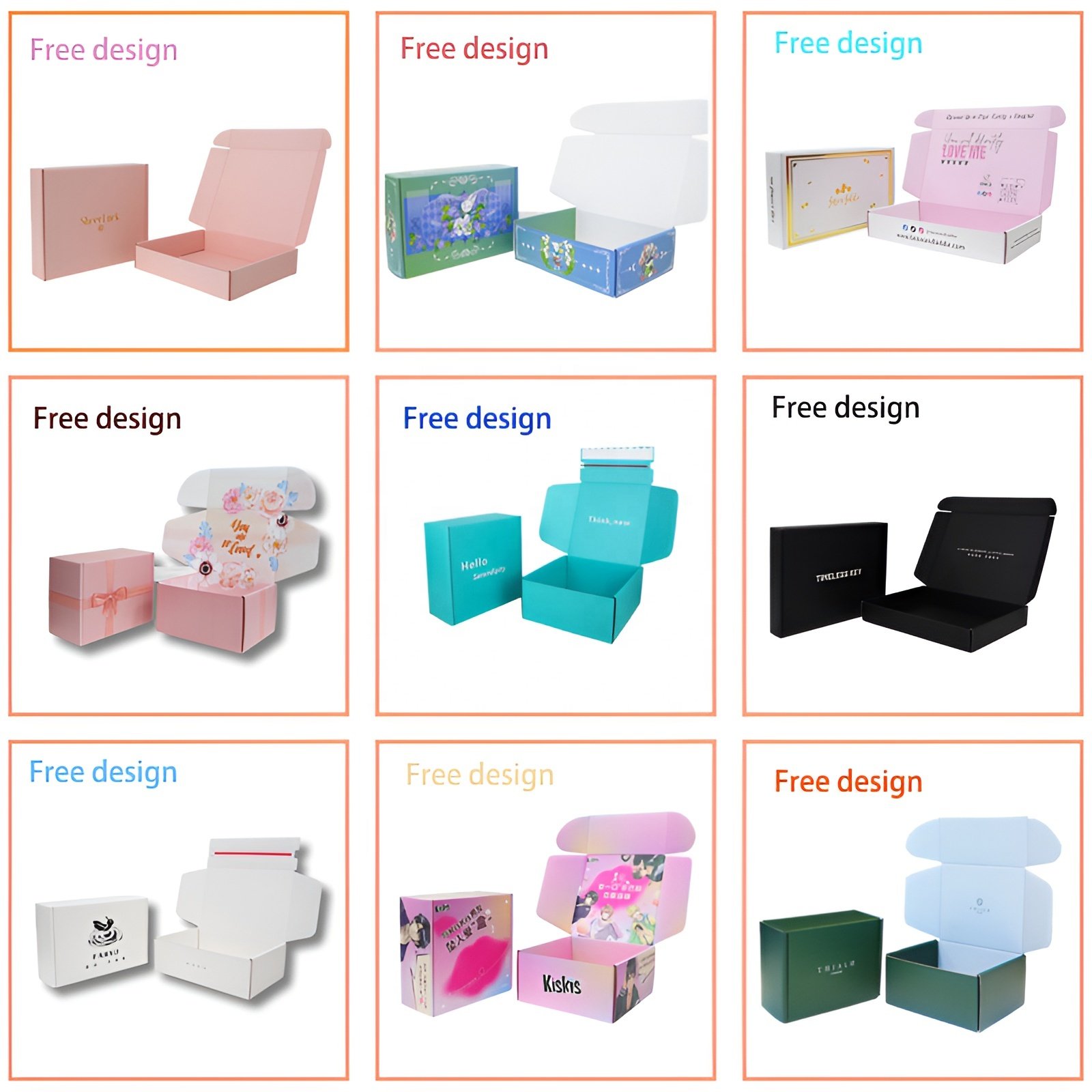 Custom logo small white black pink kraft corrugated cardboard gift package box clothing packaging paper shipping box