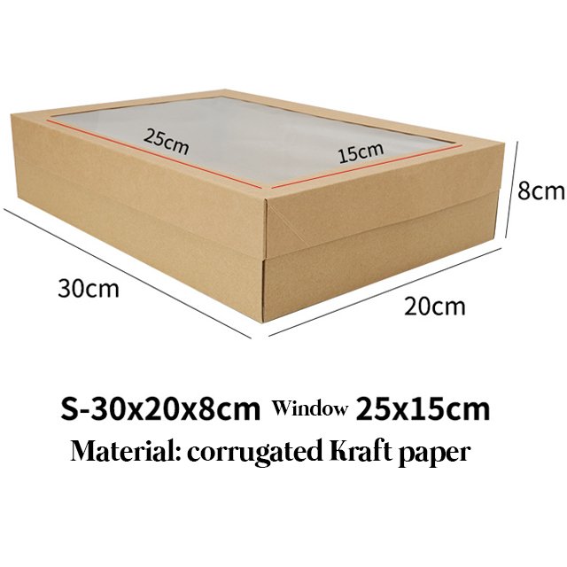 Disposable Picnic Window Lunch Box Kraft Paper Dessert Cake Camping Outdoor Lunch Box Custom Logo Degradable Biology