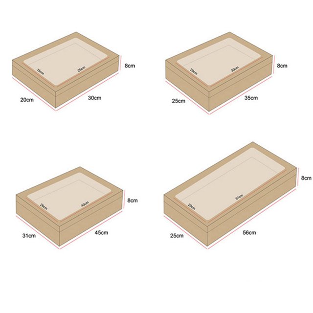 Disposable Picnic Window Lunch Box Kraft Paper Dessert Cake Camping Outdoor Lunch Box Custom Logo Degradable Biology