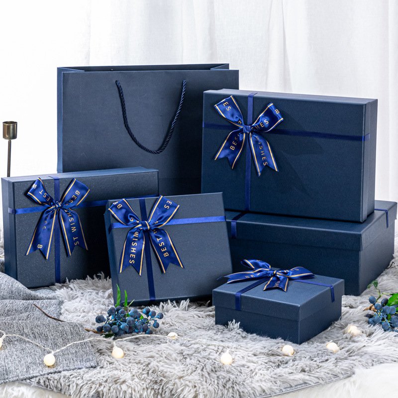 Wholesale Blue Bow Perfume Lipstick Birthday Gifts Packaging Empty Box Custom Packaging Paper Bag Paper Boxes For Gifts